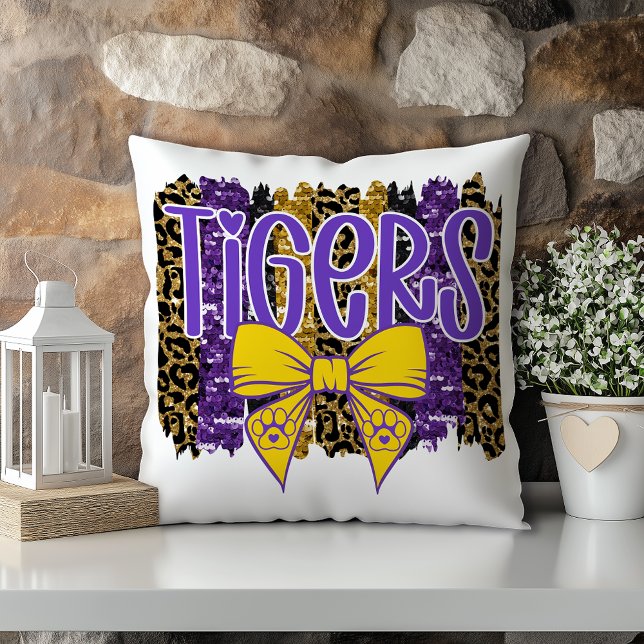 Purple Gold Tiger Football Louisiana Cushion (Creator Uploaded)