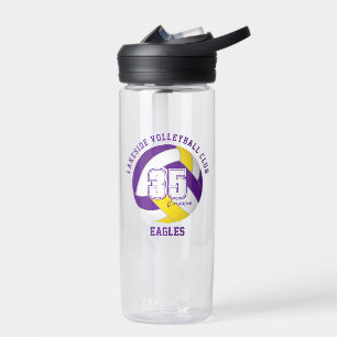 purple gold volleyball team colours girls boys nam water bottle