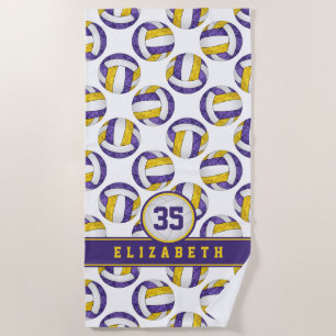 purple gold volleyball team colours sporty girls beach towel