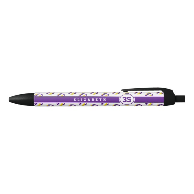 purple gold volleyball team spirit girls boys name black ink pen (Top)