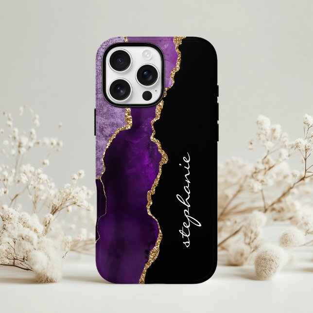 Purple Gold Watercolor Agate Personalised Case-Mate iPhone Case (Creator Uploaded)