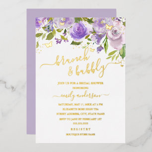 Purple Gold Watercolor Brunch And Bubbly