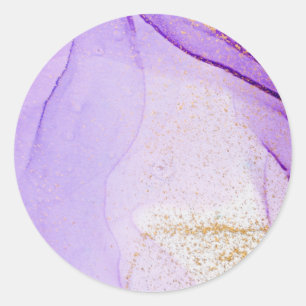 Purple Gold Watercolor  Classic Round Sticker