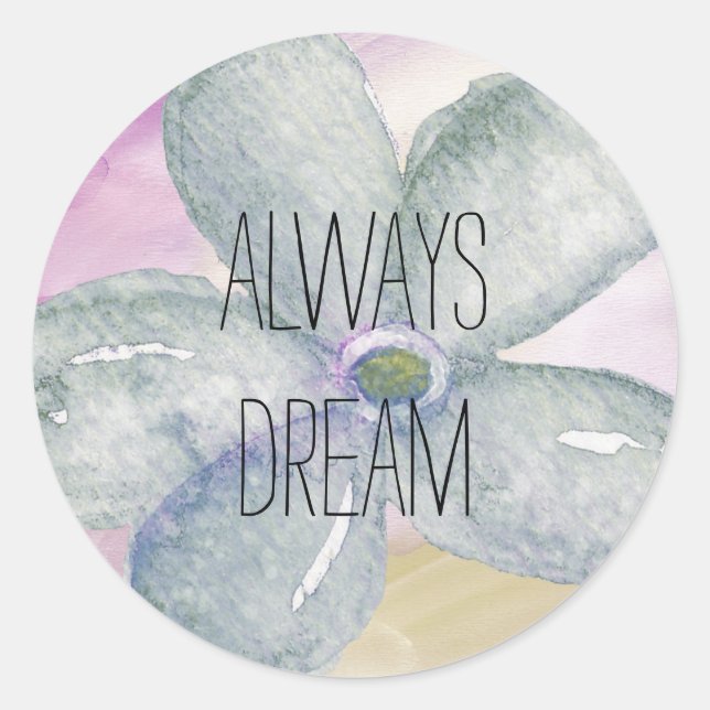 Purple Gold Watercolor Dream flower Classic Round Sticker (Front)