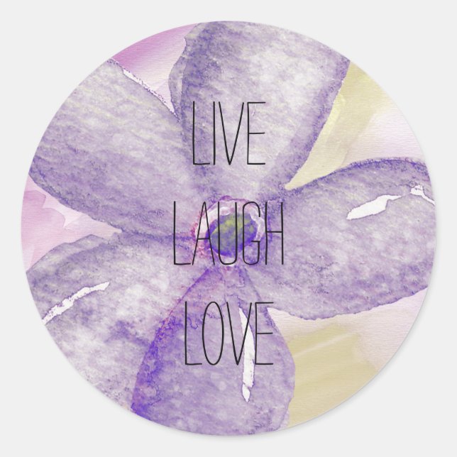 Purple Gold Watercolor Dream flower Classic Round Sticker (Front)