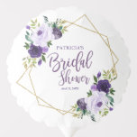 Purple Gold Watercolor Floral Bridal Shower Balloon<br><div class="desc">This elegant bridal shower suite features a burgundy and blush bouquet set within a modern gold geometric frame. This suite includes enclosure cards, signs, and personalised party supplies like napkins. If you need assistance with personalisation, including colour or wording changes, or if you notice a missing item, please don't hesitate...</div>