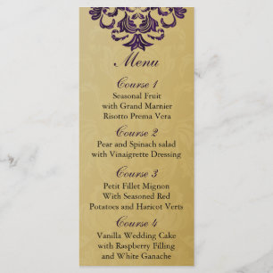 purple  gold Wedding menu