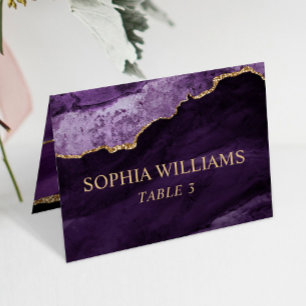 Purple & Gold Wedding Table Card