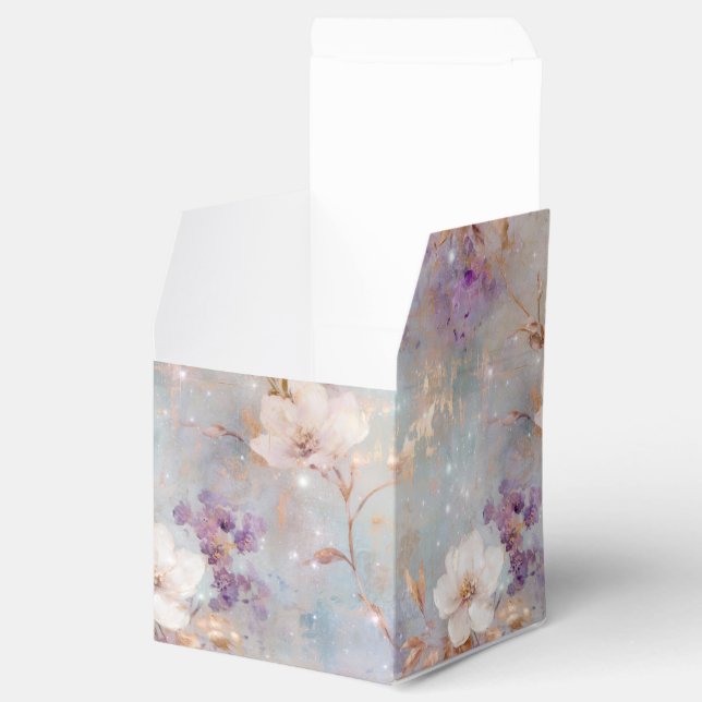 Purple Gold White Floral Favour Box (Opened)