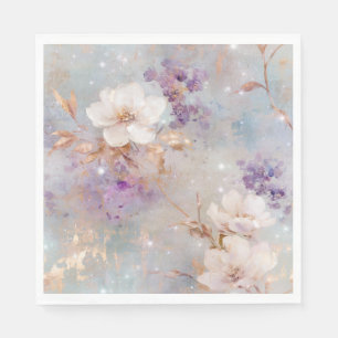 Purple Gold White Floral Napkin