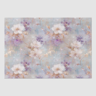 Purple Gold White Floral Tissue Paper