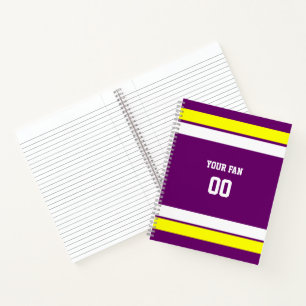 Purple, Gold & White Football Team Spiral Notebook