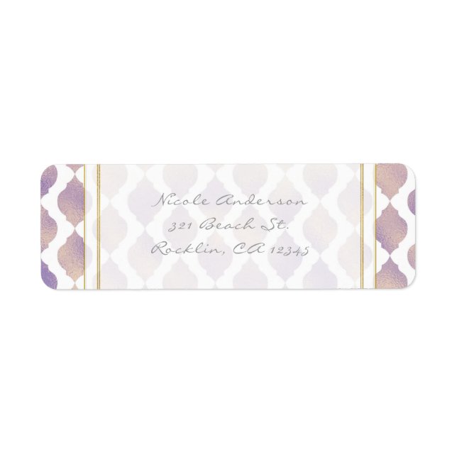 Purple Gold & White Moroccan Modern Invitation (Front)