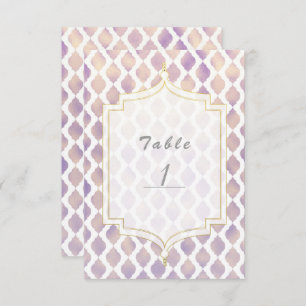 Purple Gold & White Moroccan Modern Table Number
