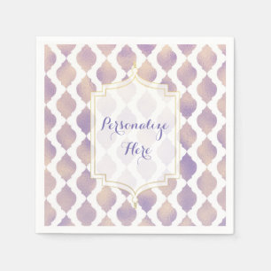 Purple Gold & White Moroccan Modern Wedding Napkin