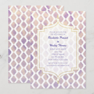 Purple Gold & White Moroccan Wedding Invitations