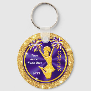 Purple Gold White Personalised, Cheer Squad Gifts, Key Ring