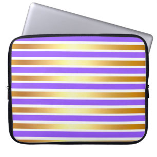 PURPLE GOLD WHITE SHINY STRIPES LAPTOP SLEEVE