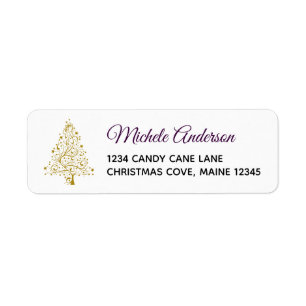 Purple Gold Winter Holiday Return Address