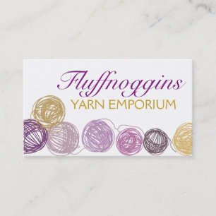 Purple gold yarn balls knitting crochet homespun business card
