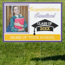 Purple Gold Yellow White Congratulations Grad