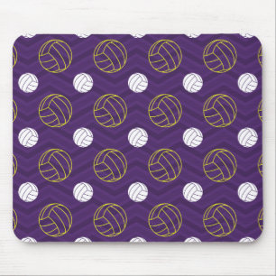 Purple, Gold Yellow, White, Volleyball Chevron Mouse Mat