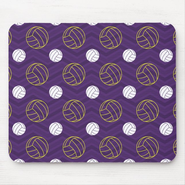 Purple, Gold Yellow, White, Volleyball Chevron Mouse Mat (Front)