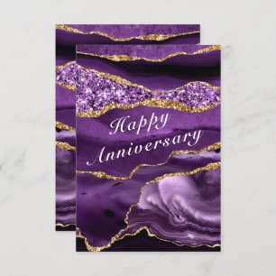 Purple Gold Your QR Code Wishes Anniversary Card