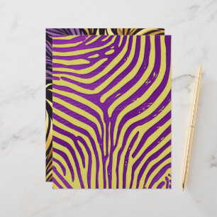 Purple & Gold Zebra Stripe Pattern Scrapbook Paper