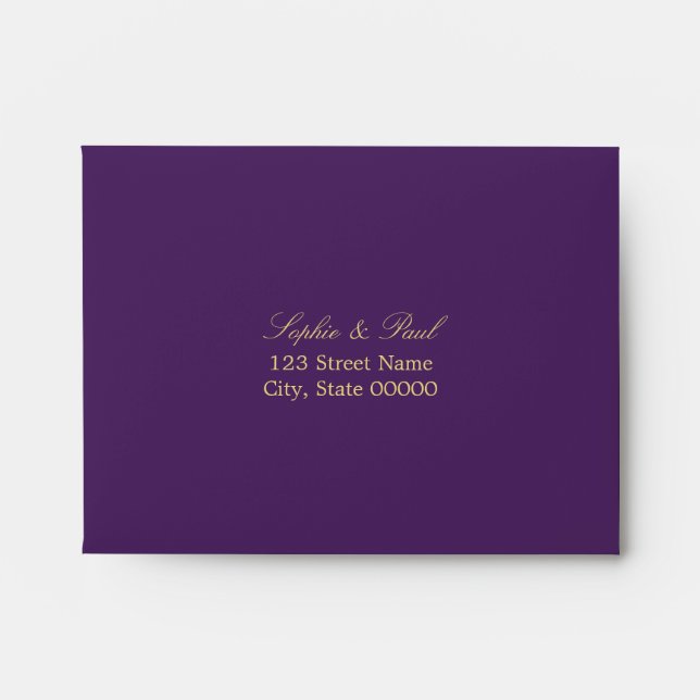 Purple Golden Beige Self Addressed RSVP Envelope (Front)