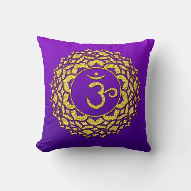Purple Golden Crown Chakra Art Cushion (Front)