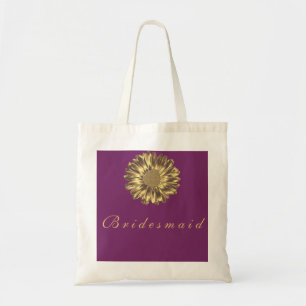 Purple Golden Sunflower Personalised Name Monogram Tote Bag