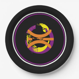 Purple/Golden Yellow/Black Basketball 9" Plates