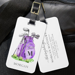 Purple Golf Monogram Luggage Tag