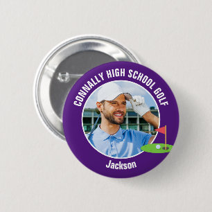 Purple Golfer Photo High School Golf Team 6 Cm Round Badge