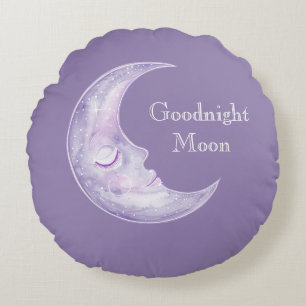 Purple Goodnight Moon Round Cushion