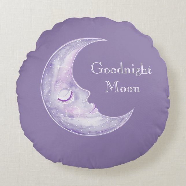 Purple Goodnight Moon Round Cushion (Front)