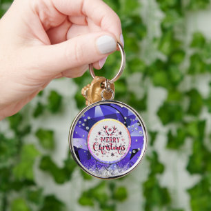 Purple Gorgeous Emerald  Merry Christmas  Key Ring