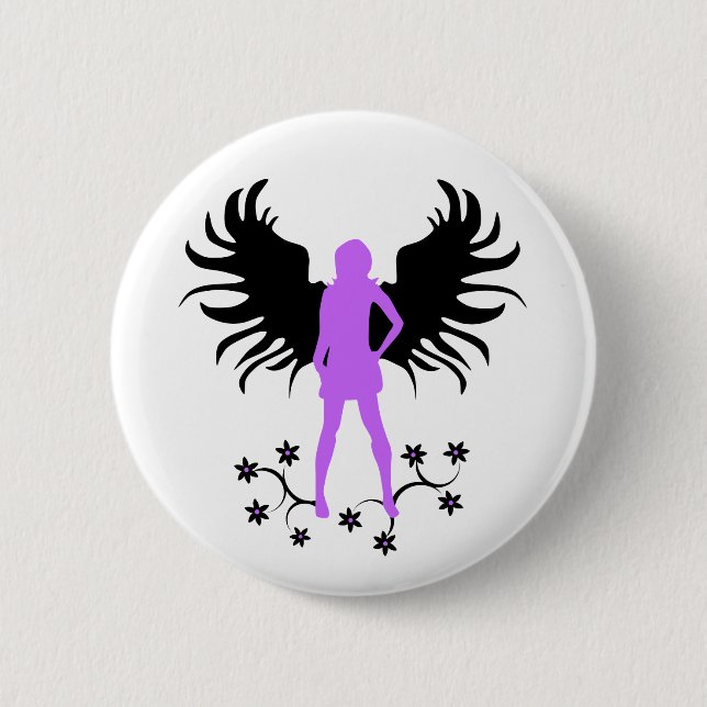 Purple Goth Angel button (Front)