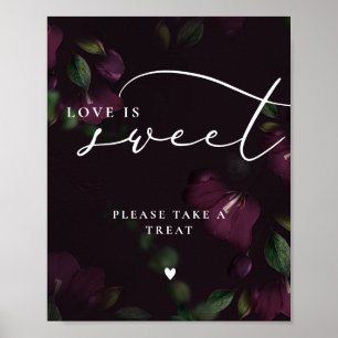 Purple Goth Calligraphy Love is Sweet Wedding Sign