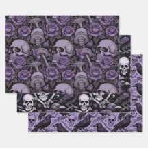 Purple Goth Prints, Raven Skull Mushrooms