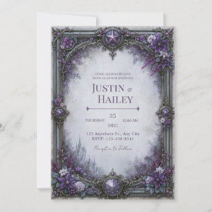 Purple Gothic Castle Wedding Invitation