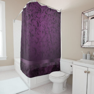 Purple Gothic Chic   Eggplant and Black Moons Shower Curtain