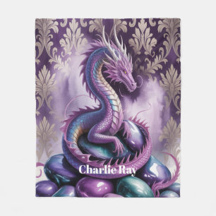 Purple Gothic Dragon Birthday Party  Fleece Blanket