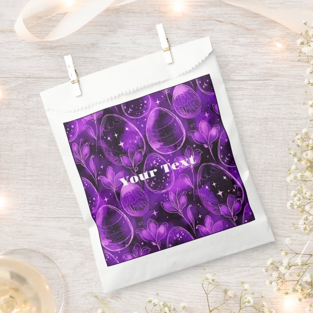 Purple Gothic Easter Pattern Favour Bags (Clipped)