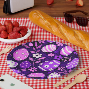 Purple Gothic Easter Pattern Paper Plate