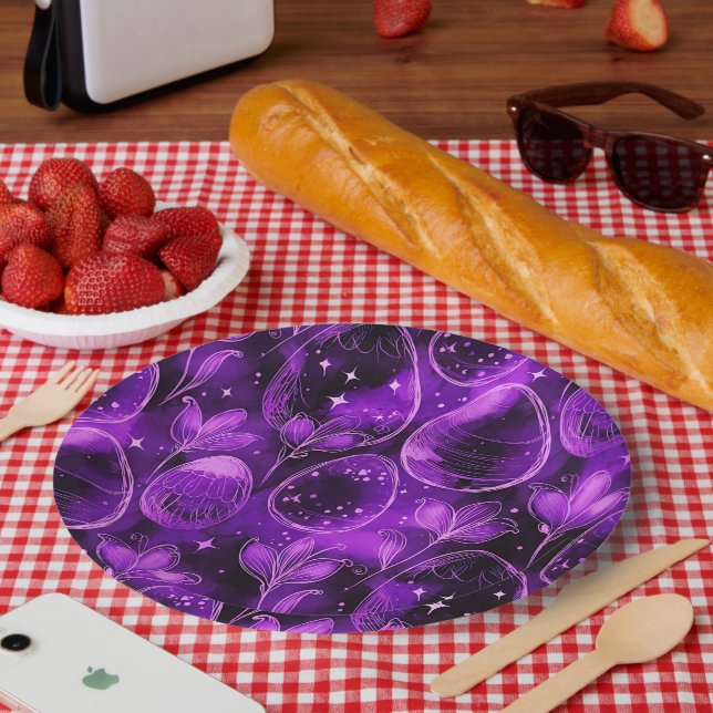 Purple Gothic Easter Pattern Paper Plate (Picnic)