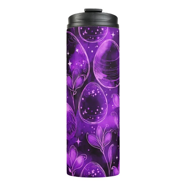 Purple Gothic Easter Pattern Thermal Tumbler (Front)
