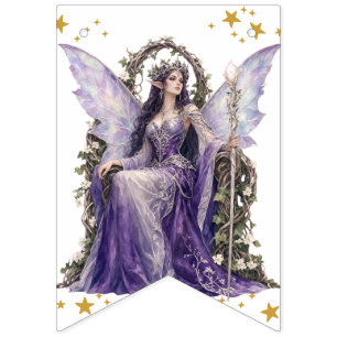 Purple Gothic Fairy Queen Magical Stars Bunting. Bunting