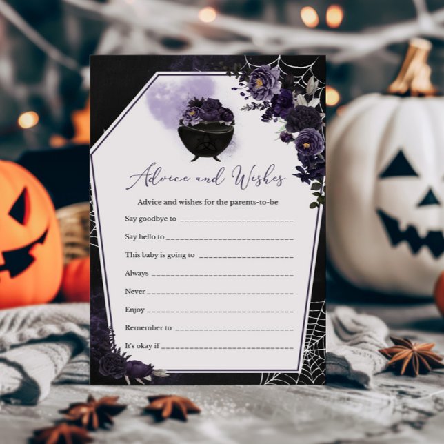 Purple Gothic Floral Advice and Wishes Game (Floral Gothic Baby Shower Invitation Advice and Wishes Game)